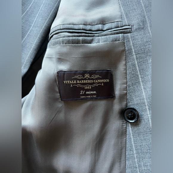 Reiss Tijuana Double Breasted Peak Lapel Grey Pinstripe Suit 40R/34inch Pants - Picture 2 of 7